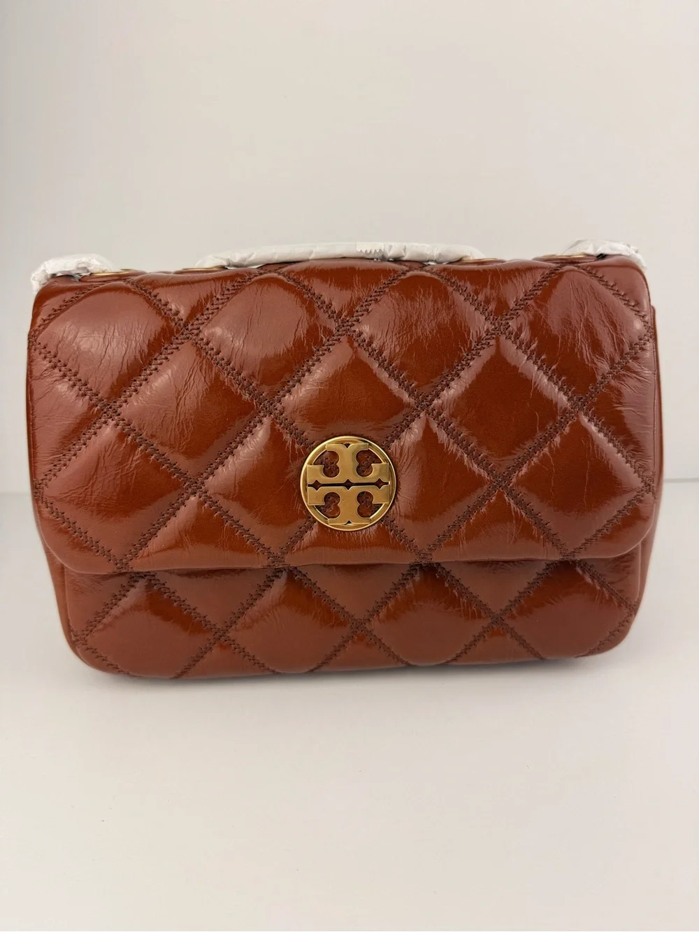 Tory Burch Willa Shine Small Quilted Shoulder Bag Java $645
